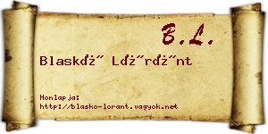 Blaskó Lóránt névjegykártya